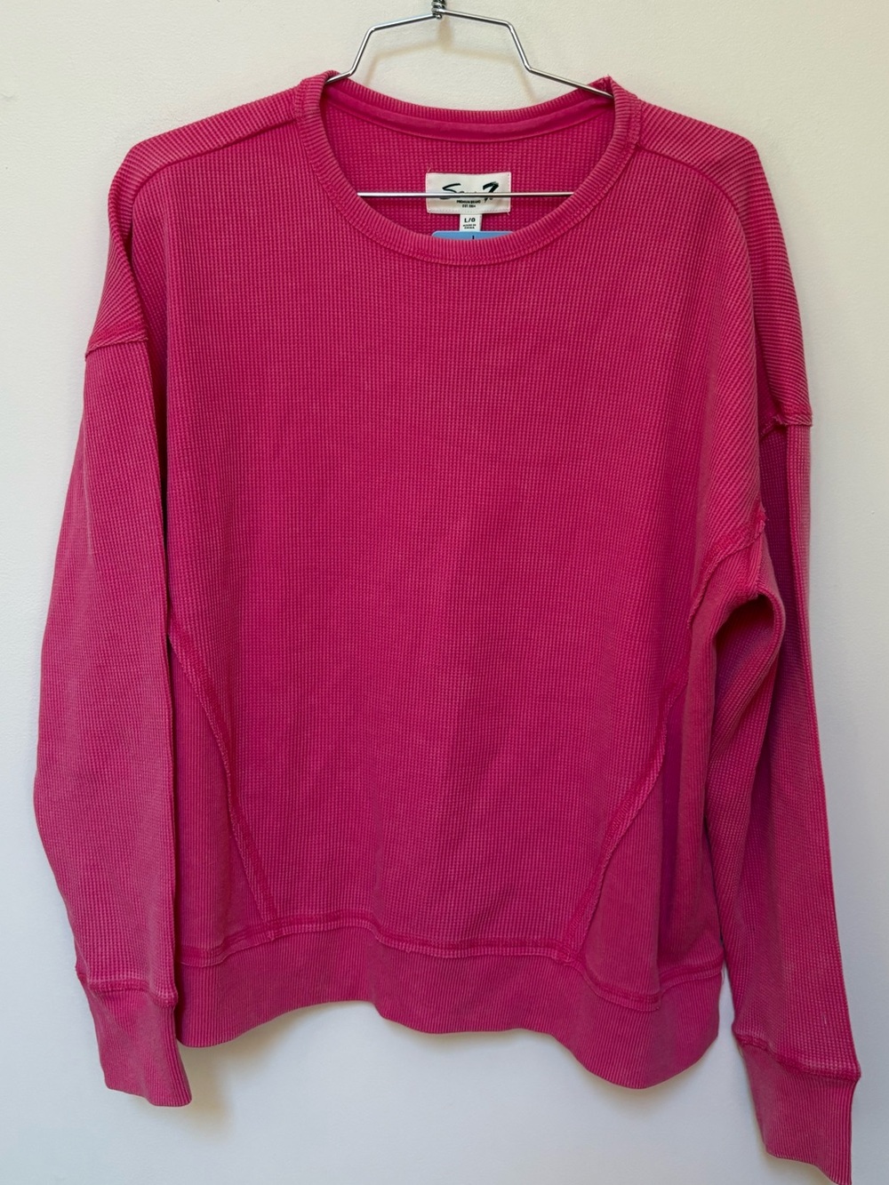 Brand New Seven7 Women's Long Sleeve Waffle Crewneck Top Size Large